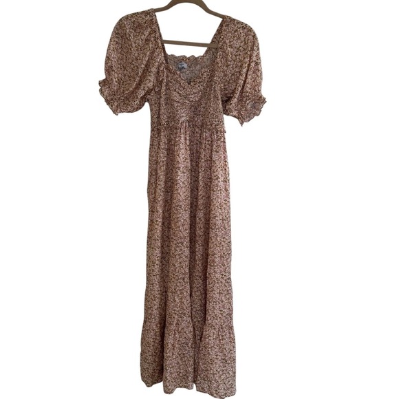 Polagram Floral Off Shoulder Midi Dress Small Pink Spring Summer - Picture 1 of 8